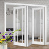 Three Folding Doors & Frame Kit - Worcester 3 Pane 3+0 - Clear Glass - White Primed