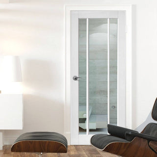 Image: Simpli Door Set - Worcester 3 Pane Door - Clear Glass - White Primed