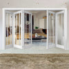 Bespoke Thrufold Worcester White Primed 3L Folding 3+2 Door - Clear Glass