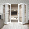 Four Folding Doors & Frame Kit - Worcester 3 Pane 2+2 - Clear Glass - White Primed