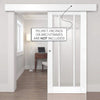 Single Sliding Door & Wall Track - Worcester 3 Pane Door - Clear Glass - White Primed