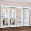 Four Sliding Doors and Frame Kit - Worcester 3L Door - Clear Glass - White Primed