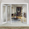 Three Folding Doors & Frame Kit - Worcester 3 Pane 2+1 - Clear Glass - White Primed