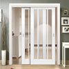 Two Sliding Doors and Frame Kit - Worcester 3L Door - Clear Glass - White Primed