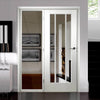 ThruEasi White Room Divider - Worcester Clear Glass Primed Door with Full Glass Side
