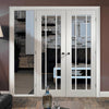 ThruEasi White Room Divider - Worcester Clear Glass Primed Door Pair with Full Glass Side