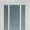 Double Sliding Door & Wall Track - Worcester 3 Pane Doors - Clear Glass - White Primed