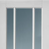 Bespoke Thruslide Surface Worcester 3L - Sliding Double Door and Track Kit - Clear Safety Glass - White Primed