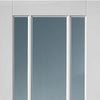 Bespoke Worcester White Primed 3 Pane Double Pocket Door Detail - Clear Glass