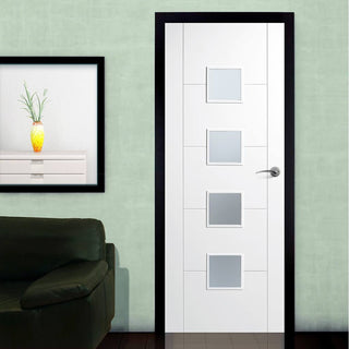 Image: Vancouver Flush Door - Frosted Glass - White Primed