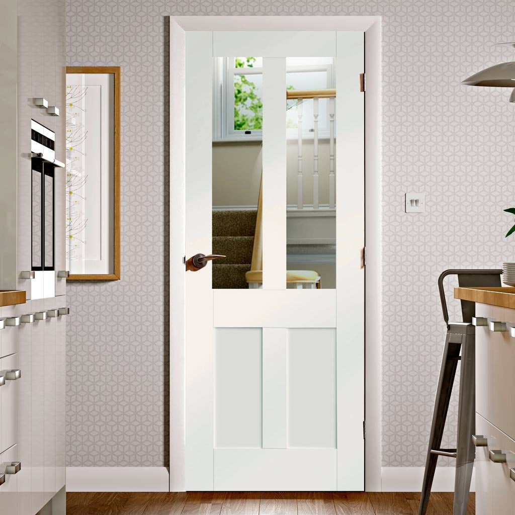 Shaker style white glazed interior door