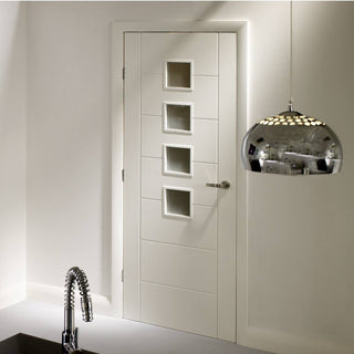 Image: Palermo modern white door with obscure safety glass