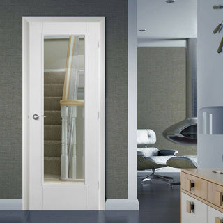 Image: Simpli Fire Door Set - Pattern 10 Fire Door - Clear Glass - White Primed