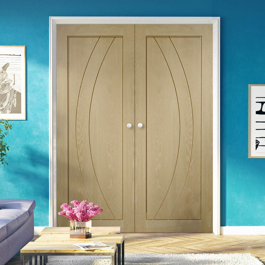 Prefinished Salerno Oak Flush Door Pair - Choose Your Colour