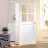 Internal Frame Ledged and Braced Cottage Internal Door with Clear Glass - White Primed
