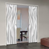 Zebra Animal Print 8mm Obscure Glass - Obscure Printed Design - Double Evokit Glass Pocket Door