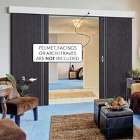 Double Sliding Door & Wall Track - Zanzibar Ash Grey Doors - Prefinished
