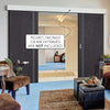 Double Sliding Door & Wall Track - Zanzibar Ash Grey Doors - Prefinished