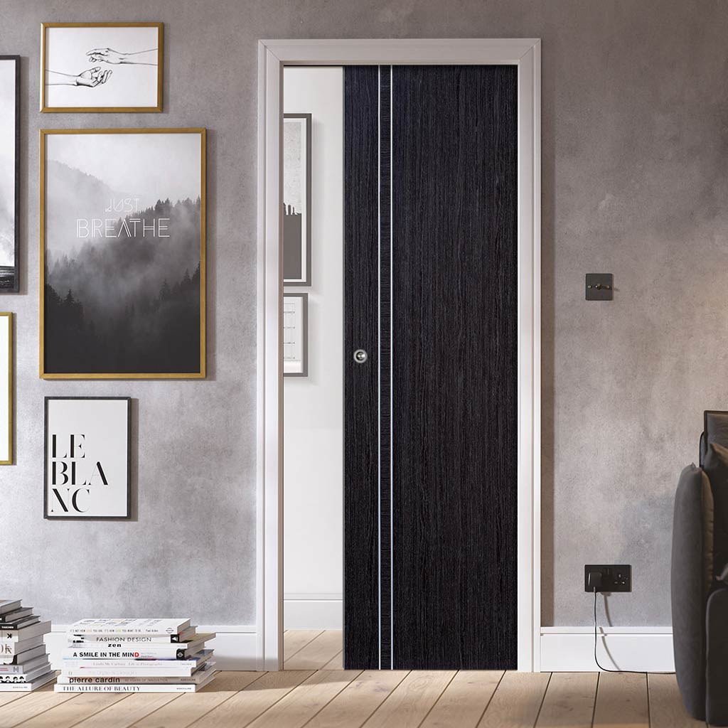 Bespoke Ash Grey Zanzibar Single Pocket Door - Prefinished