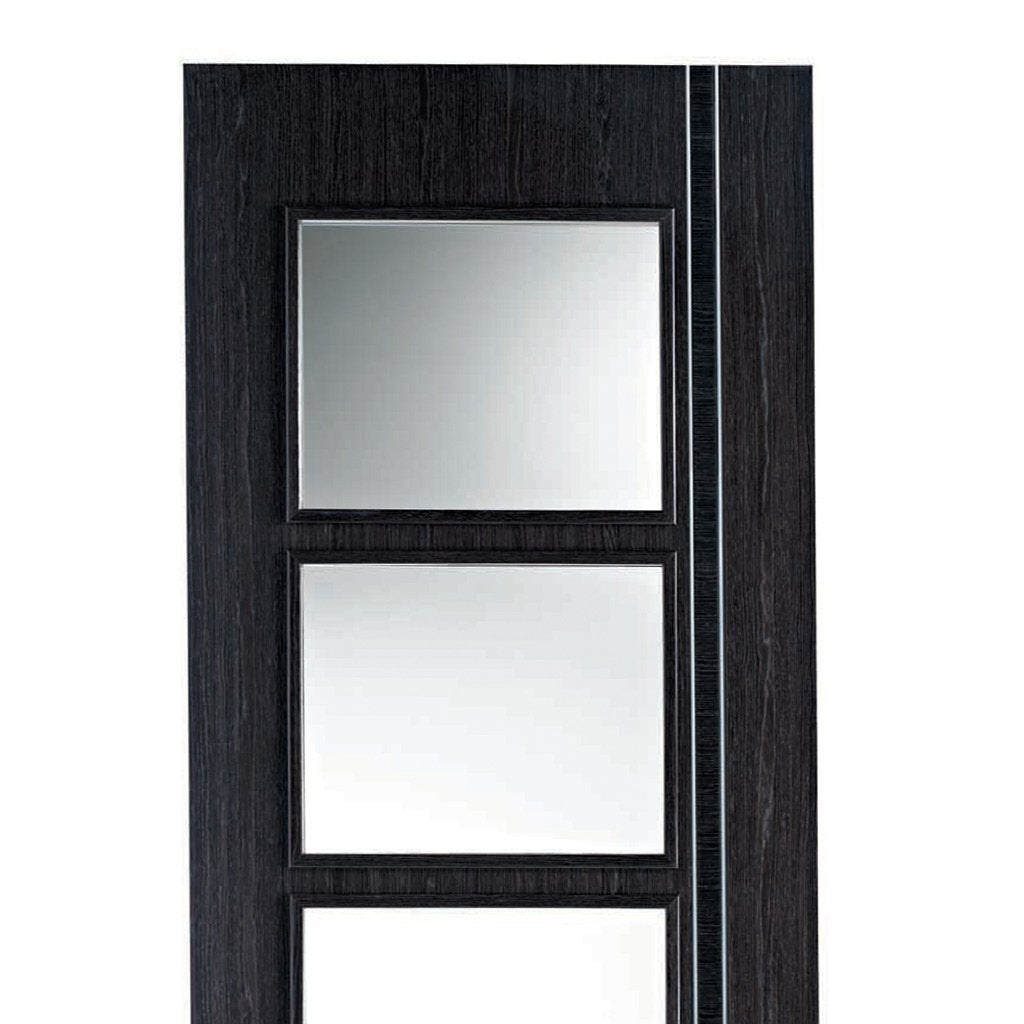 Bespoke Ash Grey Zanzibar Door Pair - Clear Glass - Prefinished