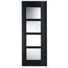 Ash Grey Zanzibar Staffetta Twin Telescopic Pocket Doors - Clear Glass - Prefinished