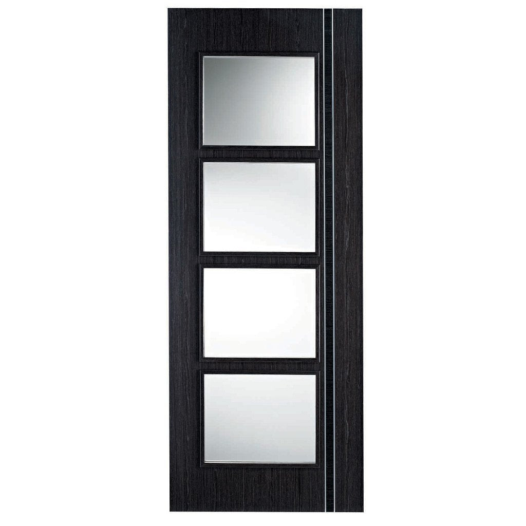 Bespoke Ash Grey Zanzibar Door Pair - Clear Glass - Prefinished