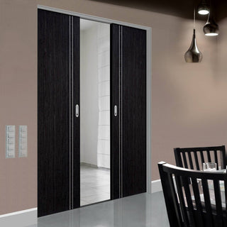 Image: Ash Grey Zanzibar Absolute Evokit Double Pocket Doors - Prefinished