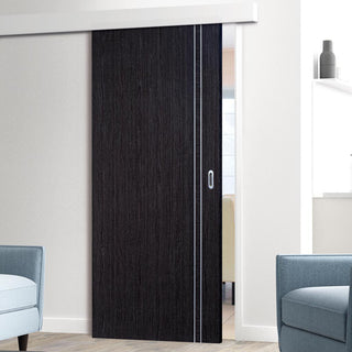 Image: Single Sliding Door & Wall Track - Zanzibar Ash Grey Door - Prefinished