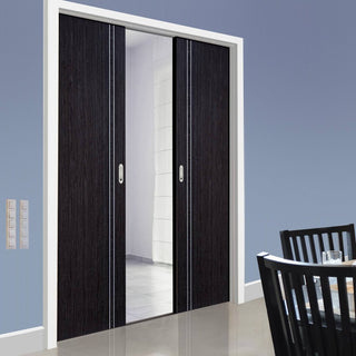 Image: Ash Grey Zanzibar Double Evokit Pocket Door - Prefinished