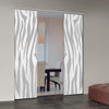 Zebra Animal Print 8mm Obscure Glass - Obscure Printed Design - Double Absolute Pocket Door