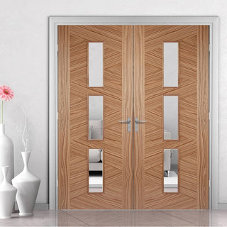 Image: Bespoke Zeus Walnut Glazed Door Pair - Prefinished