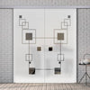 Double Glass Sliding Door - Geometric Zoom 8mm Obscure Glass - Clear Printed Design with Elegant Track