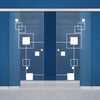 Double Glass Sliding Door - Geometric Zoom 8mm Clear Glass - Obscure Printed Design with Elegant Track