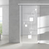 Single Glass Sliding Door - Geometric Zoom 8mm Clear Glass - Obscure Printed Design with Elegant Track