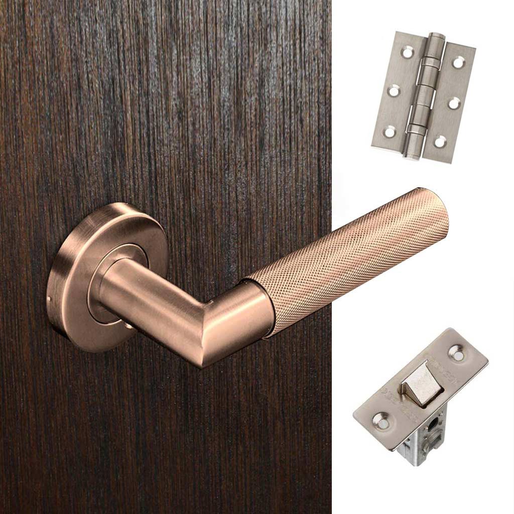 Zurich Door Handle Pack -Satin Copper